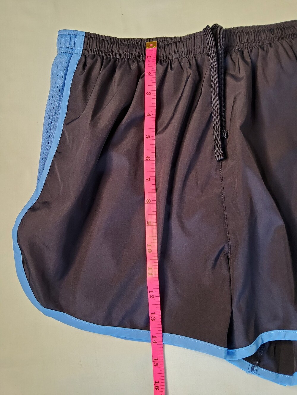 Vintage Navy Athletic Shorts with Light Blue Trim - Picture 3 of 7